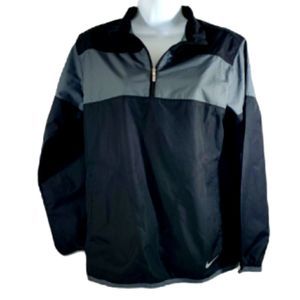 Nike Golf Jacket Black Partial Zip Front Windbreaker Sz L